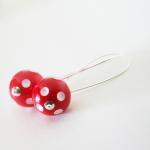 Red Polka Dots Earrings - White And Red