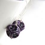 Violet And Black Earrings - Modern Geometrical..