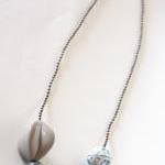 Denim And Cappuccino Necklace - Vintage Beads..
