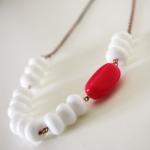 White And Neon Pink Necklace - Colorblock Summer..