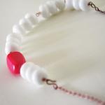 White And Neon Pink Necklace - Colorblock Summer..