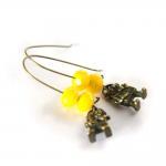 Mini Robots Earrings - Neon Yellow Beads - Geek..