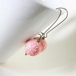 Pink Flowers Earrings - Wedding Bridesmaid - Cream..