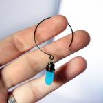 Neon Blue And Black Earrings - Wire Wrapped In..