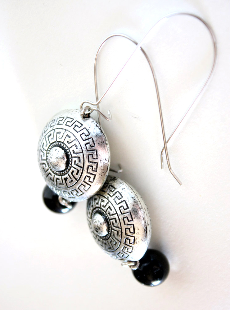 History - Silver And Black Earrings - Modern With Classic Inspiration